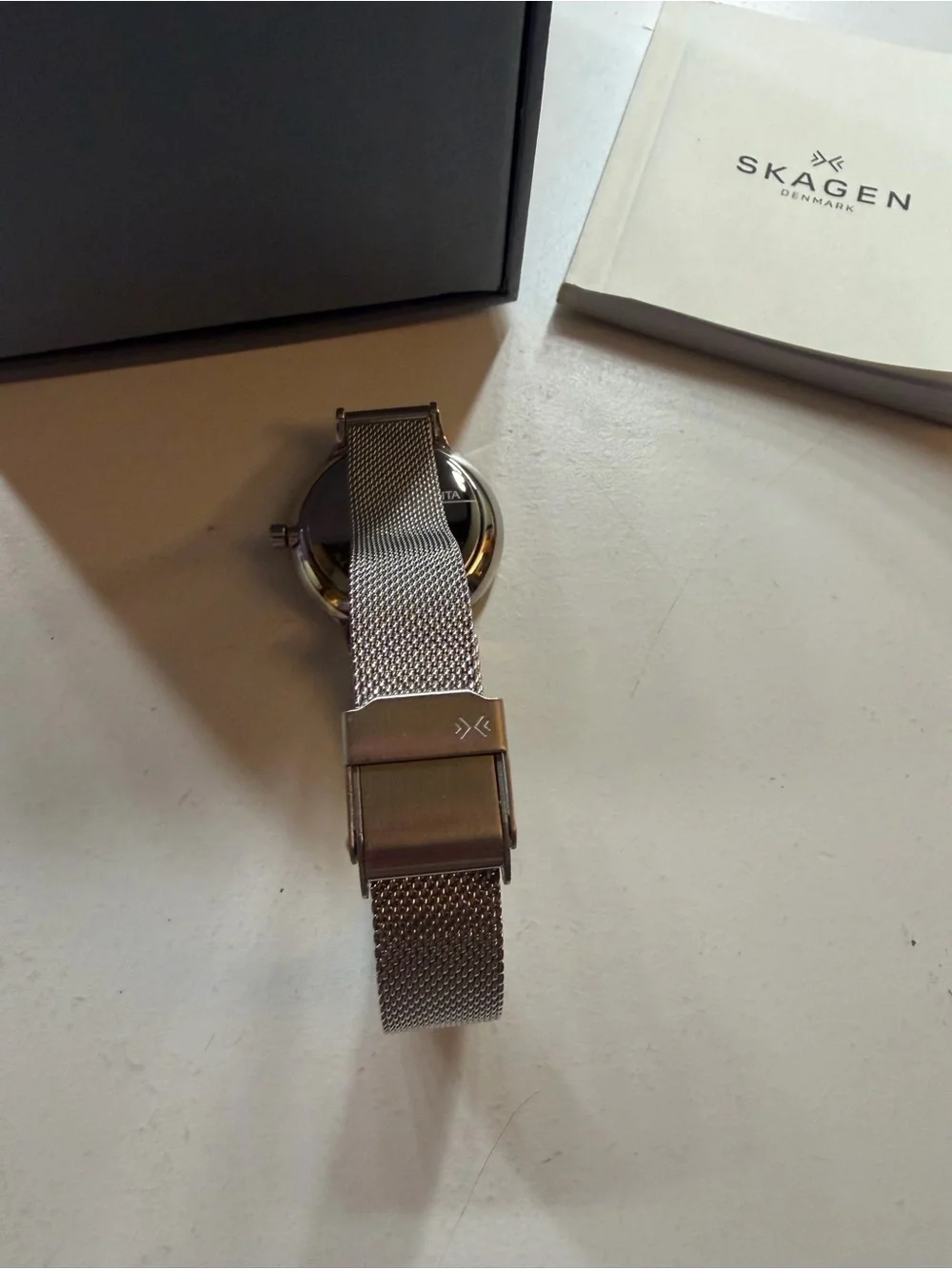 Skagen Women’s Anita Silver Mesh Watch with Black Dial (SKW2473)